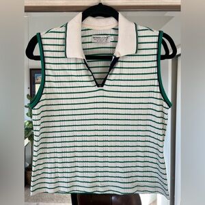 Wimbledon Sport Sleeveless Polo Shirt sz Large Golf or Tennis Classic Club Top